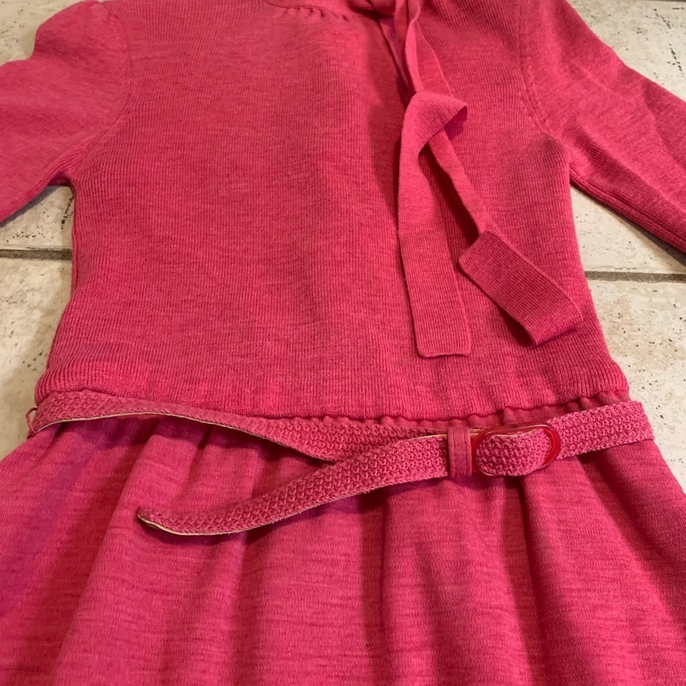 Vintage 70s/80s Ciao Ltd. Pure Wool Sweater Dress with Belt & Scarf - Size 12 - Picture 2 of 11